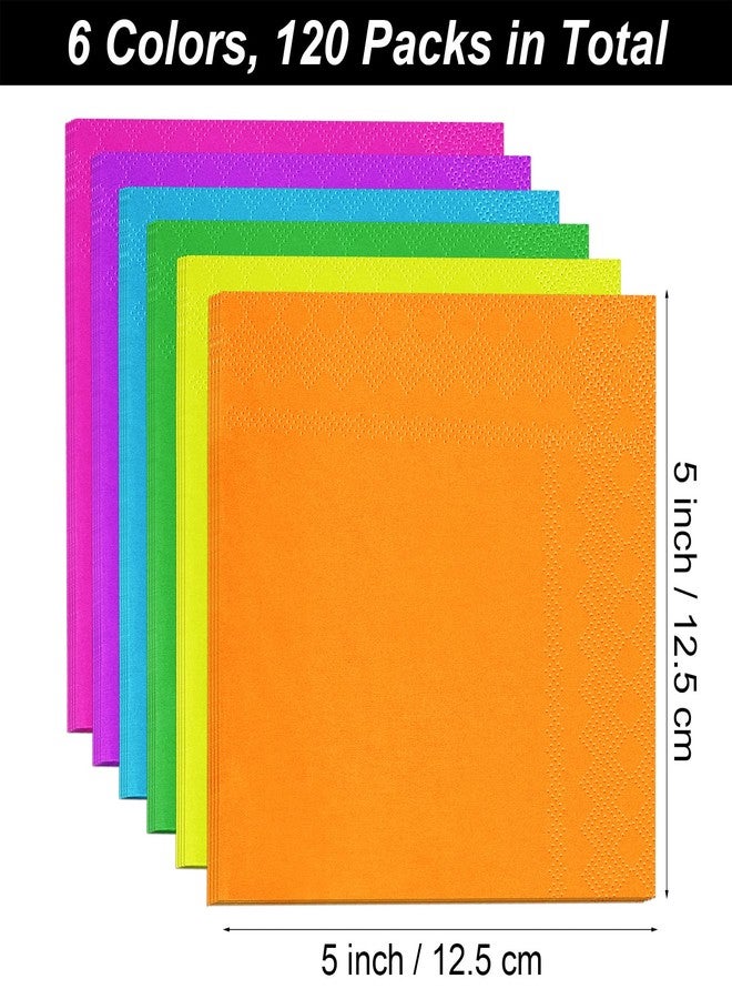 Resinta 120 Pieces Cocktail Napkin Paper Napkins 2 Ply Party Supplies, 6 Colors - Image 2